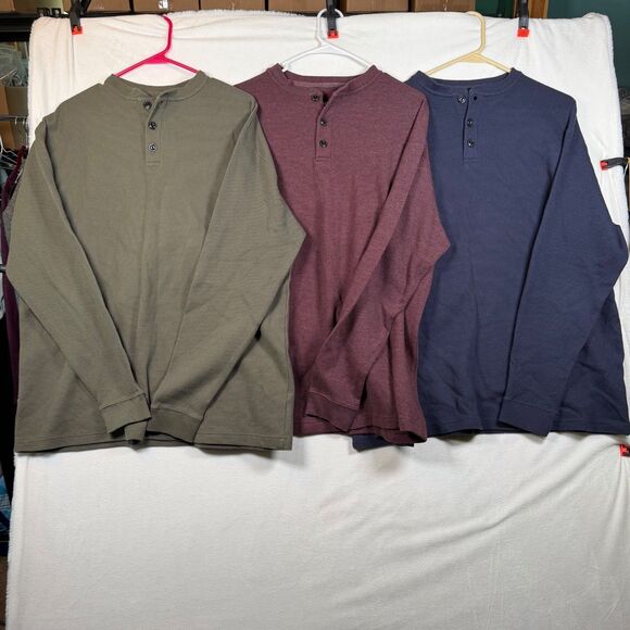 Work n’ Sport Other - Work n’ Sport Bundle of 3 Men’s Large Waffle Knit Henley Shirts Long Sleeve